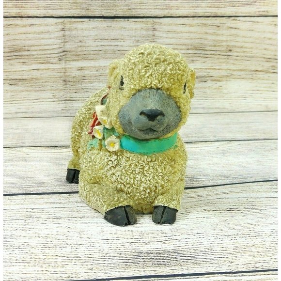 Woolly Resin Sheep Lamb Figurine Christmas Sheep Ornament Home Garden Décor VTG - Picture 3 of 12